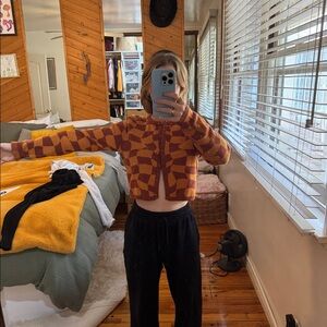 Retro cropped button up cardigan